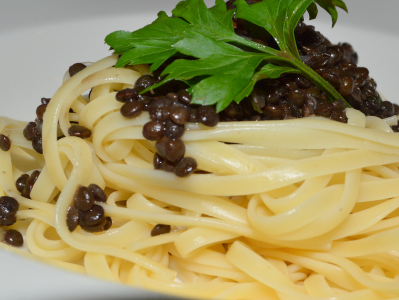 Taglierini mit Beluga - Linsen - My Cookery Log : My Cookery Log